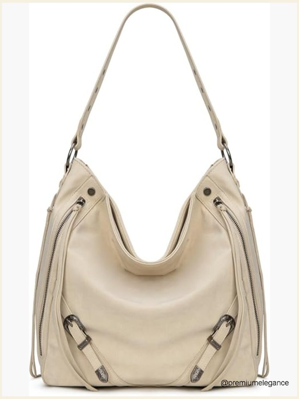 Large Faux Suede Hobo Bucket Bag with Fringe Zipper